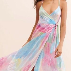 Anthropologie Hutch Alden Rainbow Sequin Wrap Dress - Large